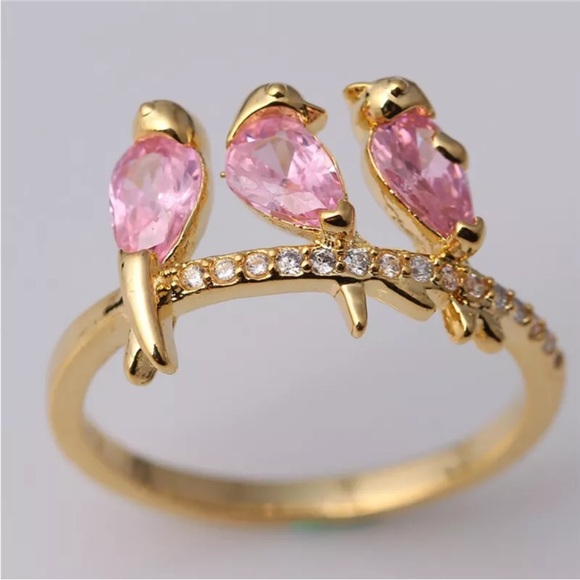 Women's 3 Ct Pink Cute Bird Women Silver Wedding Engagement Ring Size 6 - Picture 3 of 10